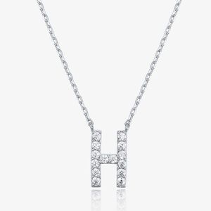 14K White Gold Pavoi “H” Necklace